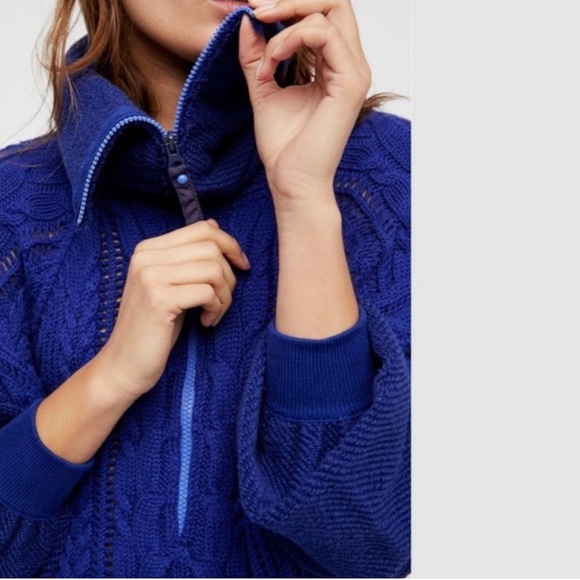 Free People Sunshine Slope Half Zip Wool Blend Sweater Size Large - Picture 3 of 7